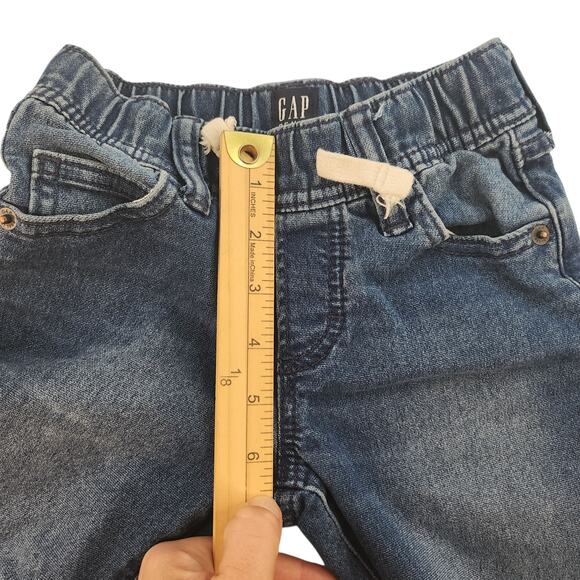 Gap Jeans Kids XS Stretch Slim Denim Elastic Waist Dark Wash Faded Drawstring - Picture 9 of 11